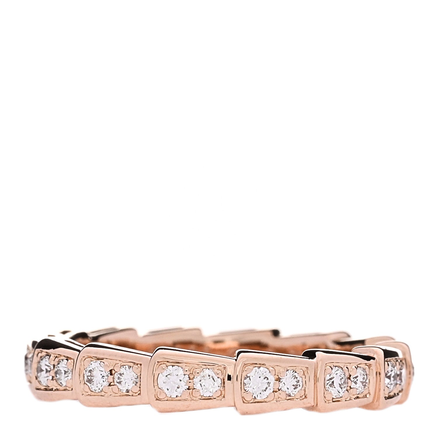 Bulgari 18K Rose Gold Diamond Serpenti Viper Band Ring  54 7 1 of 5
