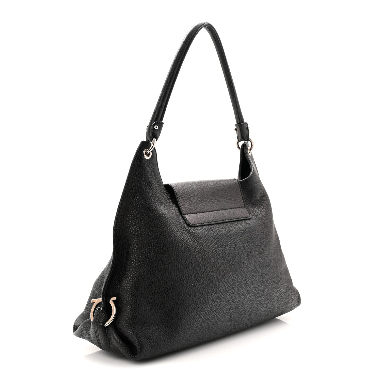 Salvatore Ferragamo Calfskin Fanisa Gancini Large Hobo Black 3 of 10