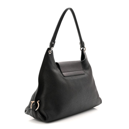 Salvatore Ferragamo Calfskin Fanisa Gancini Large Hobo Black 3 of 10