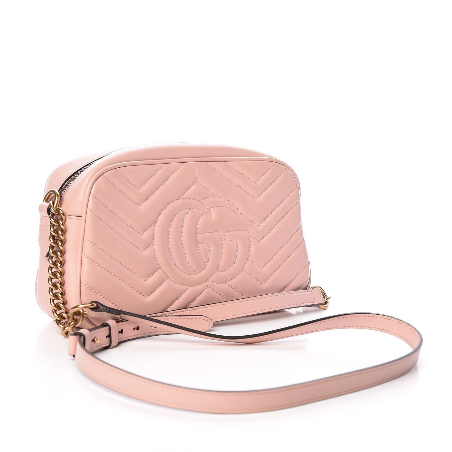Calfskin Matelasse Small GG Marmont Chain Shoulder Bag Perfect Pink