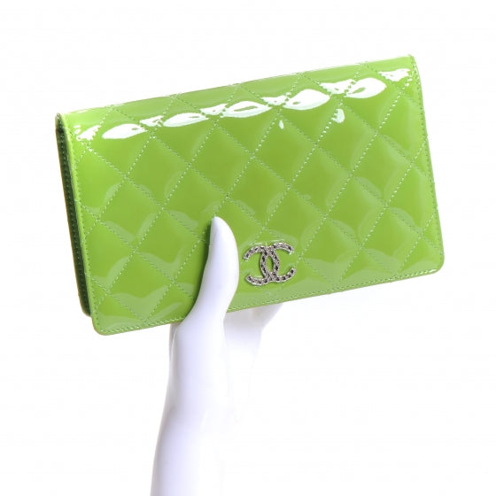 Chanel Patent Yen Wallet Bright Green 2 of 7