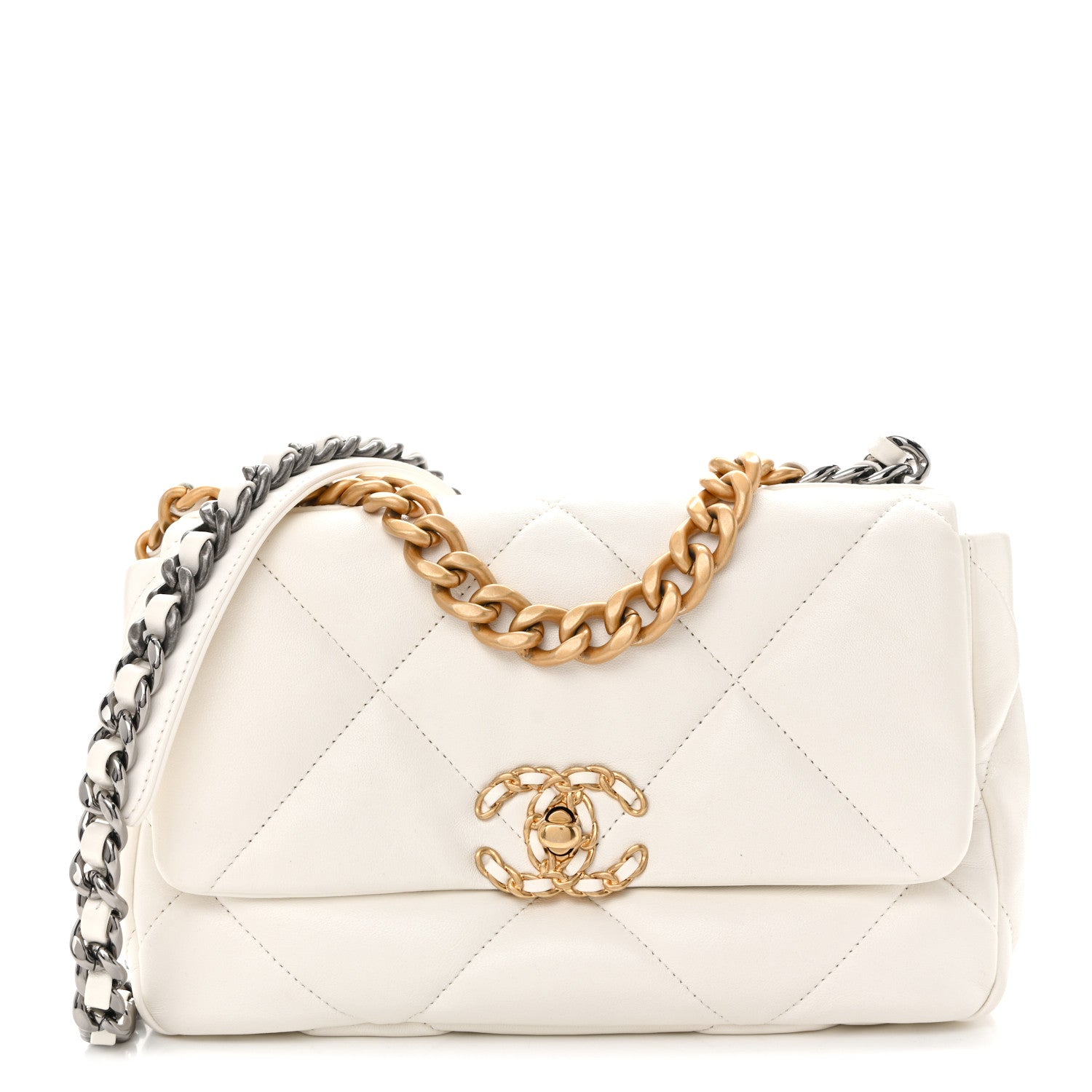 Chanel Lambskin Quilted Medium Chanel 19 Flap White 1 of 11