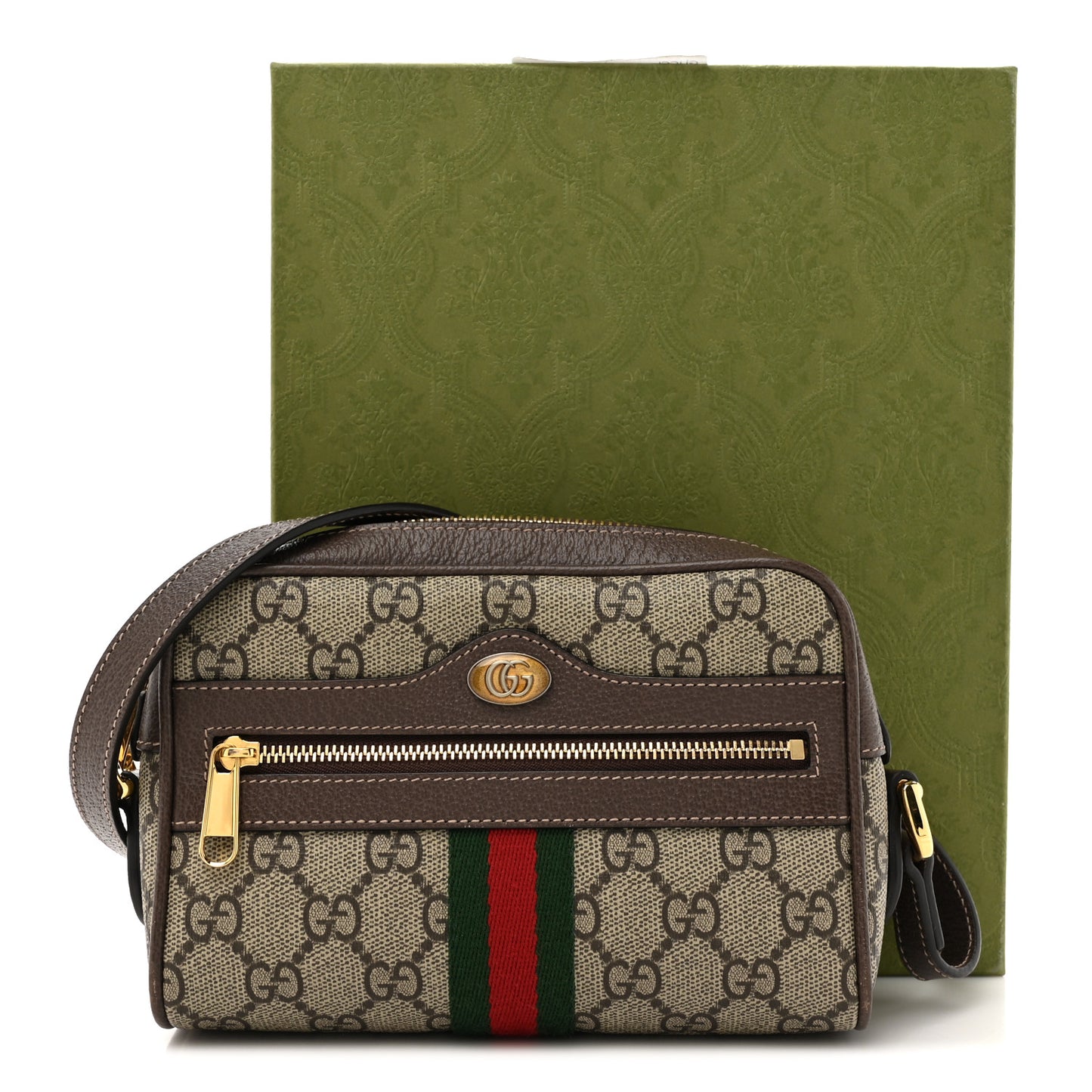 GG Supreme Monogram Web Mini Ophidia Shoulder Bag Brown