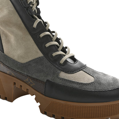Louis Vuitton Suede Calfskin Monogram Laureate Platform Desert Boots 40 Grey 10 of 11
