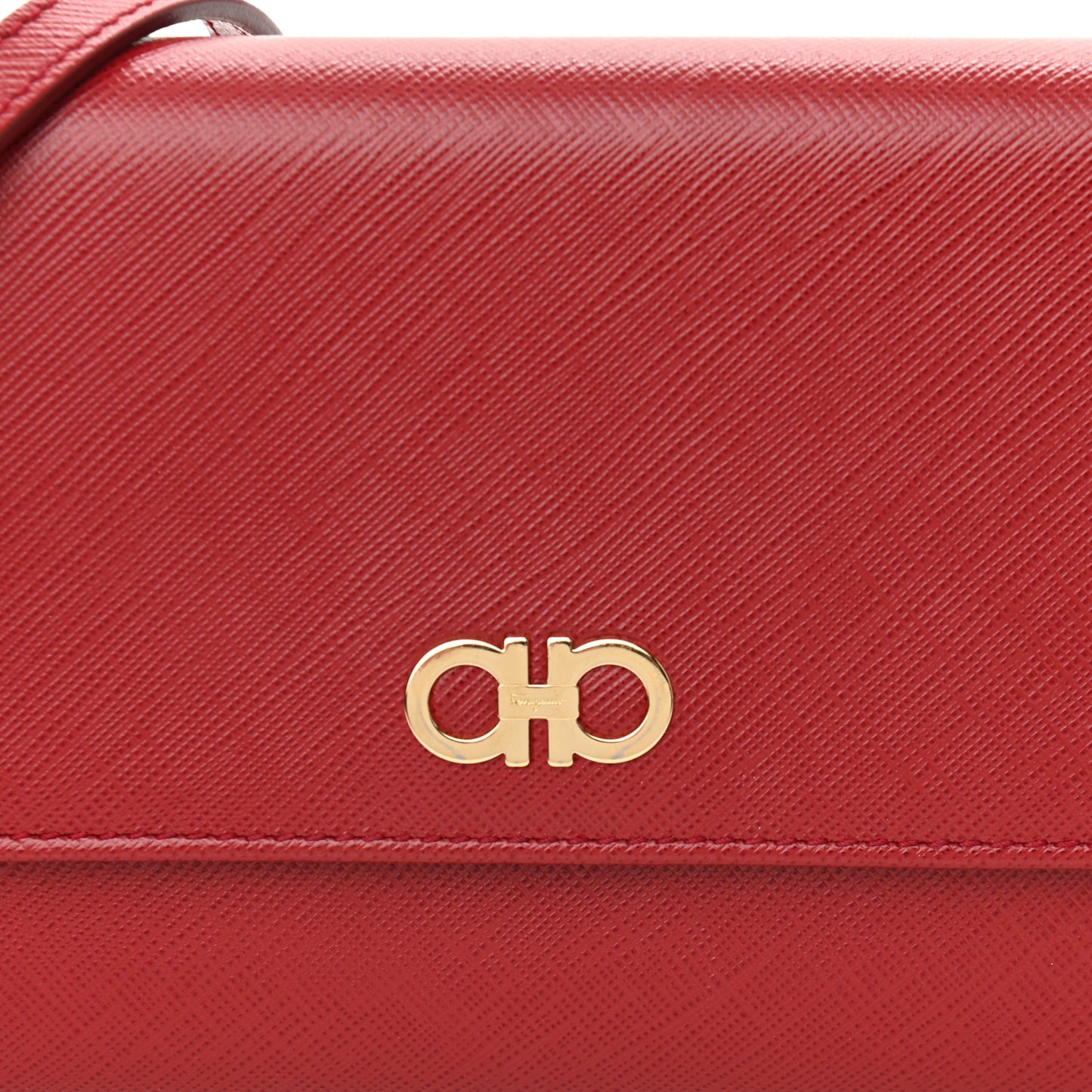 Printed Calfskin Gancini Wallet On Chain Red