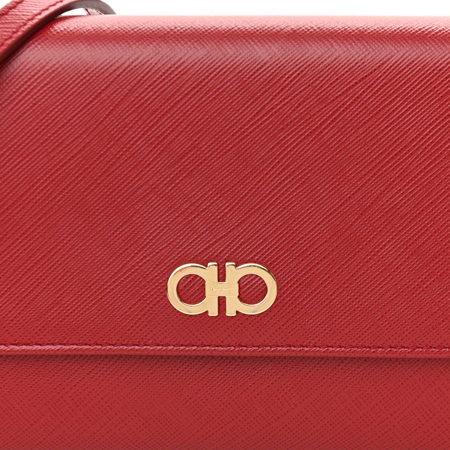 Salvatore Ferragamo Printed Calfskin Gancini Wallet On Chain Red 8 of 13