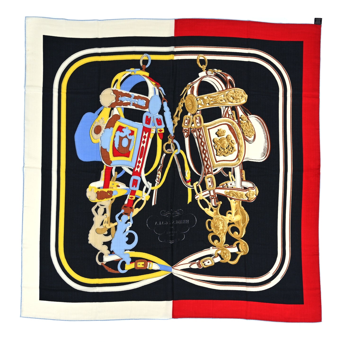 Silk Cashmere Brides De Gala Applique Pique Shawl 140 Rouge Black Bleu Ciel