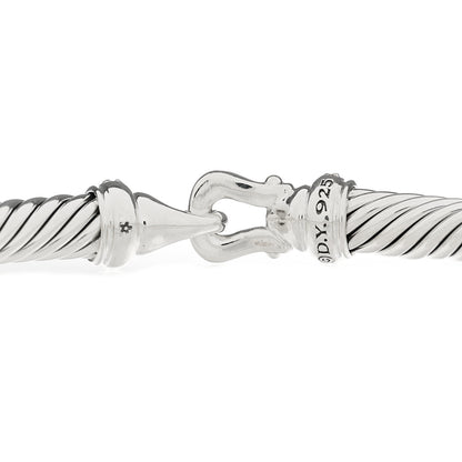 David Yurman Sterling Silver Diamond 5mm Cable Buckle Bracelet 3 of 4