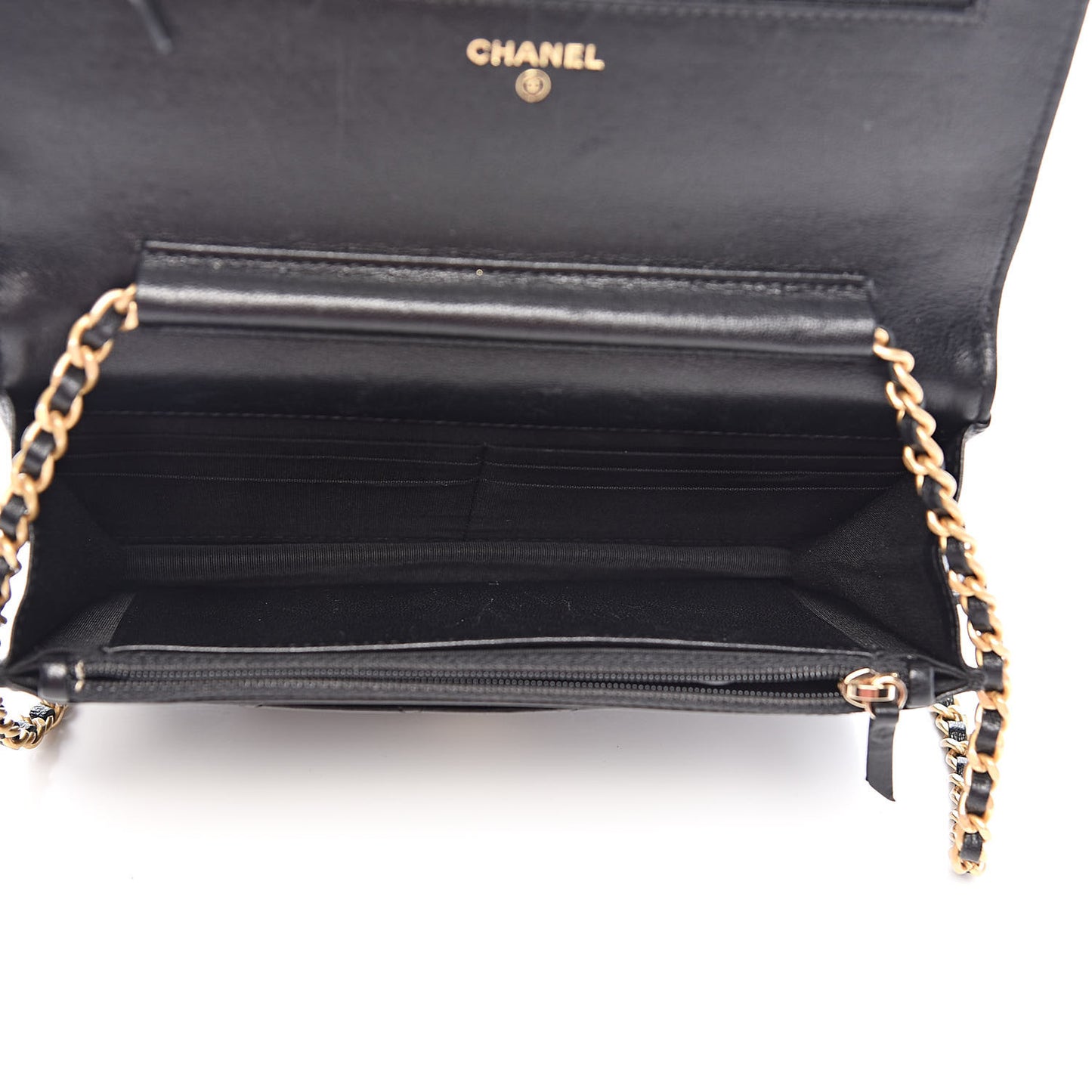 Lambskin Quilted Infinity Wallet On Chain WOC Black