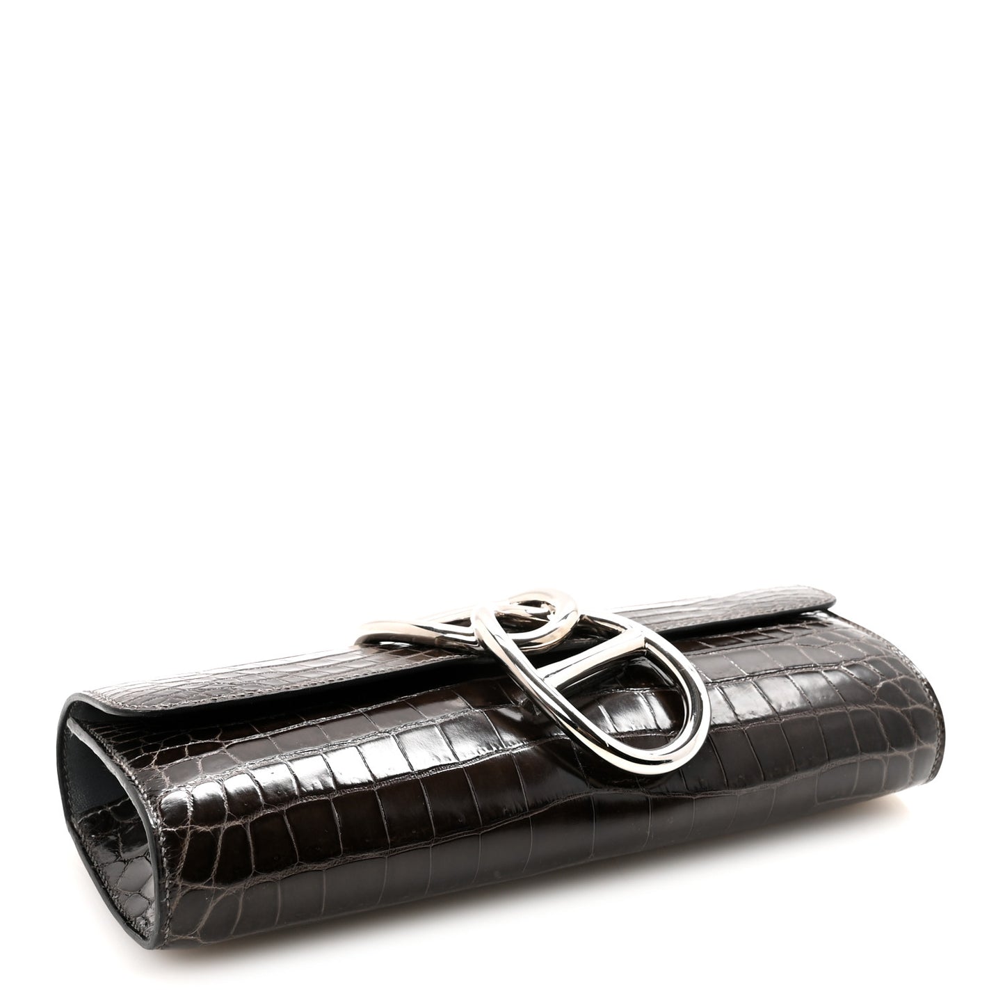 Shiny Niloticus Crocodile Egee Clutch Graphite