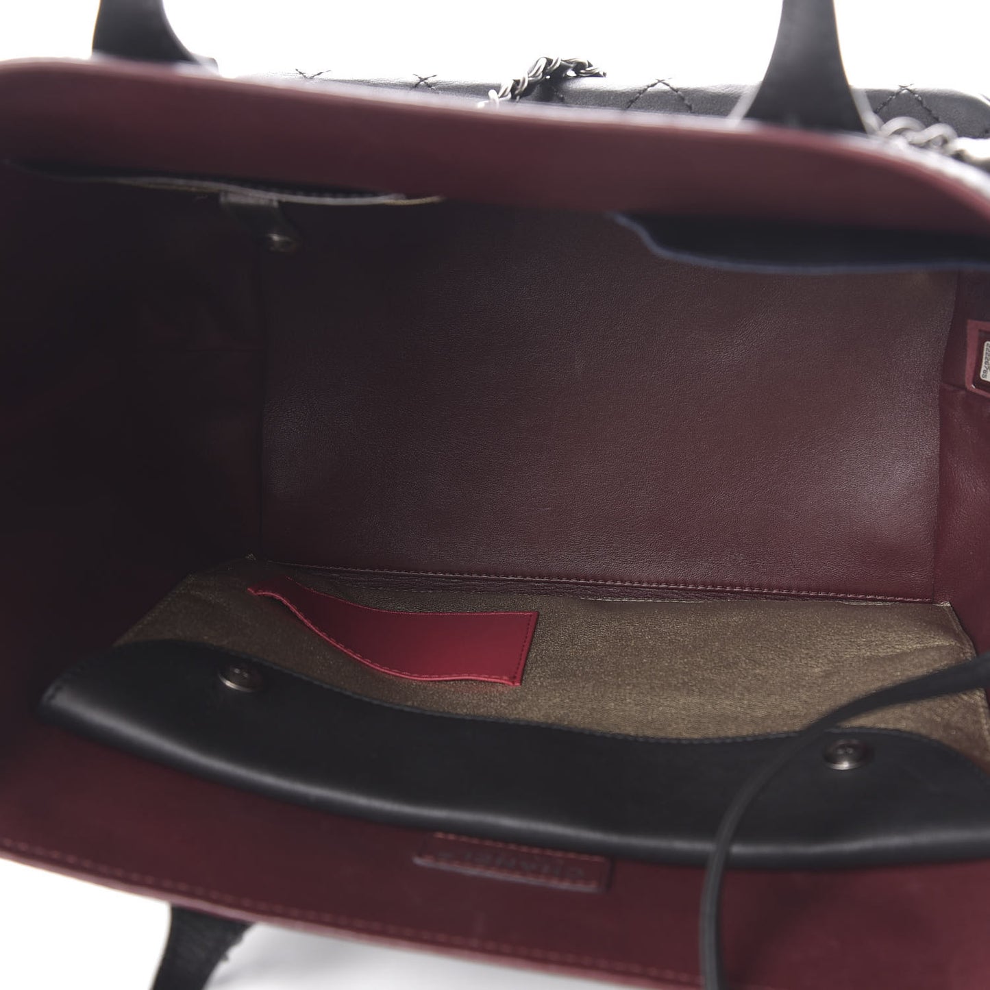 Calfskin Stitched Medium Shopping Tote Black