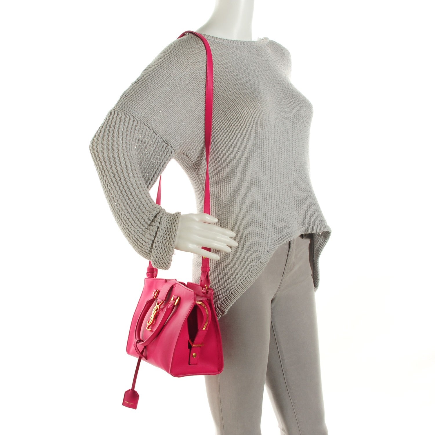 Saint Laurent Calfskin Monogram Baby Cabas Fuchsia 2 of 7
