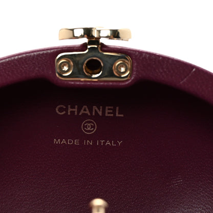 Chanel Lambskin Quilted Oval Minaudiere Chain Clutch Purple 6 of 10