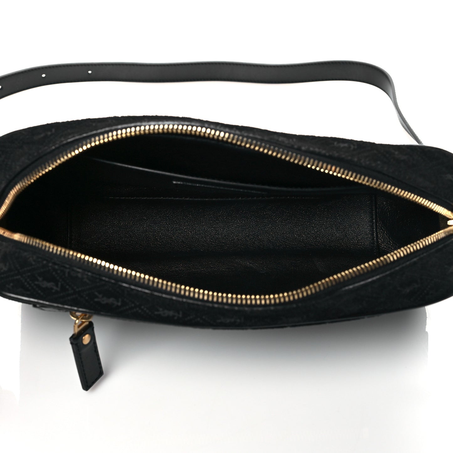 Suede Monogram All Over Camera Bag Black