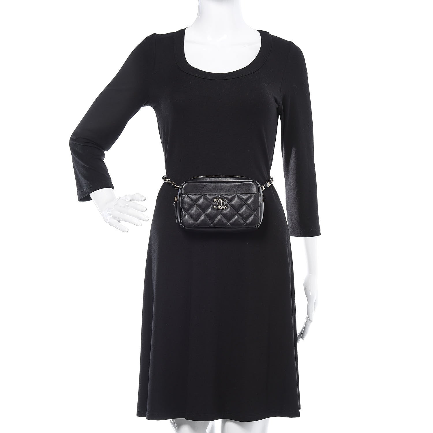 Chanel Lambskin Quilted Waist Bag Black 2 of 14