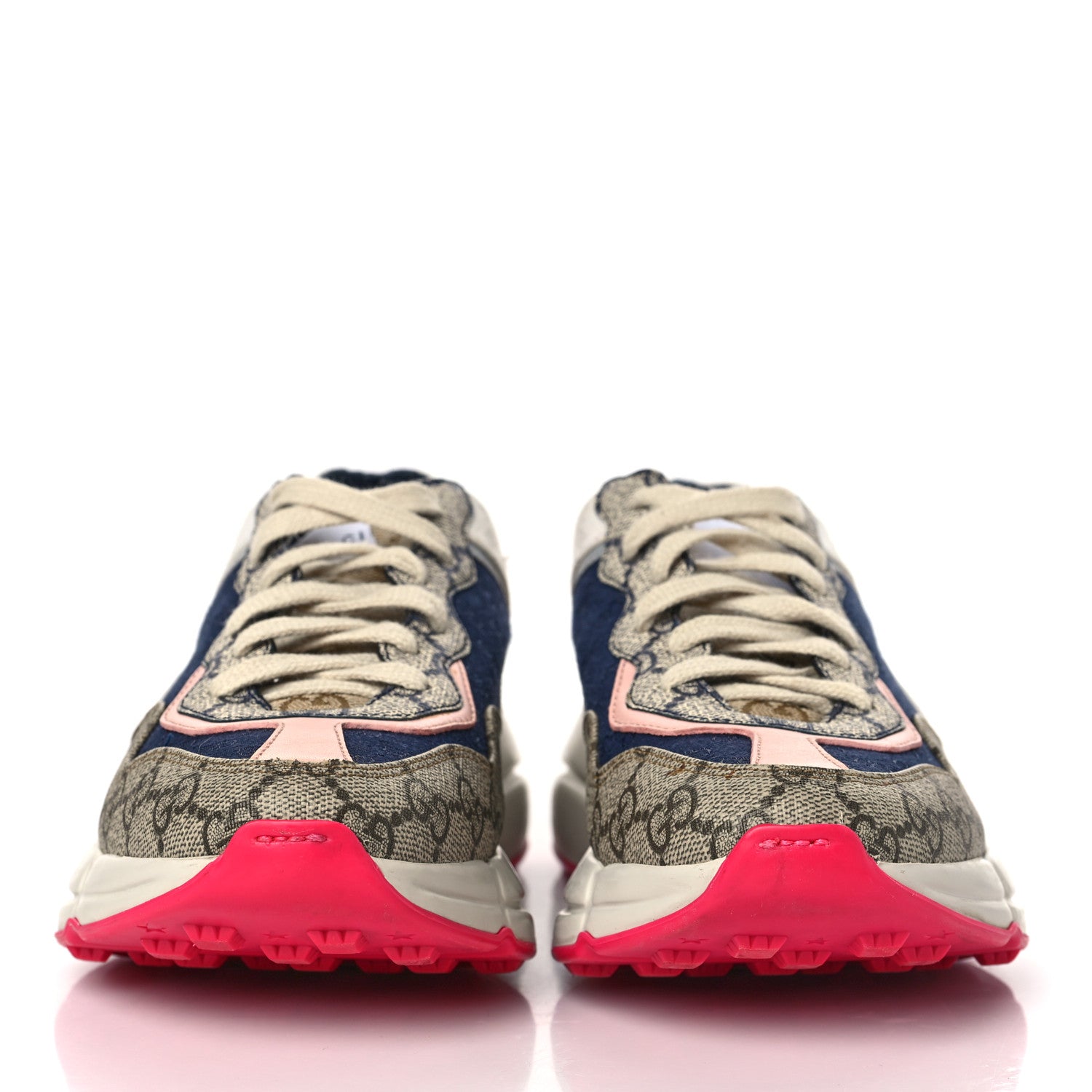 Gucci GG Supreme Monogram Mix Monogram Womens Rhyton Sneakers 36 London Blue Beige Pale Pink 2 of 6