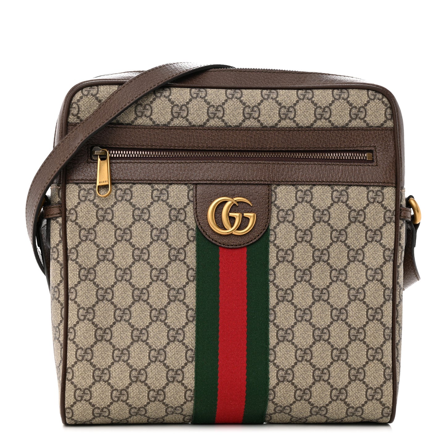 GG Supreme Monogram Web Small Ophidia Messenger Bag Brown