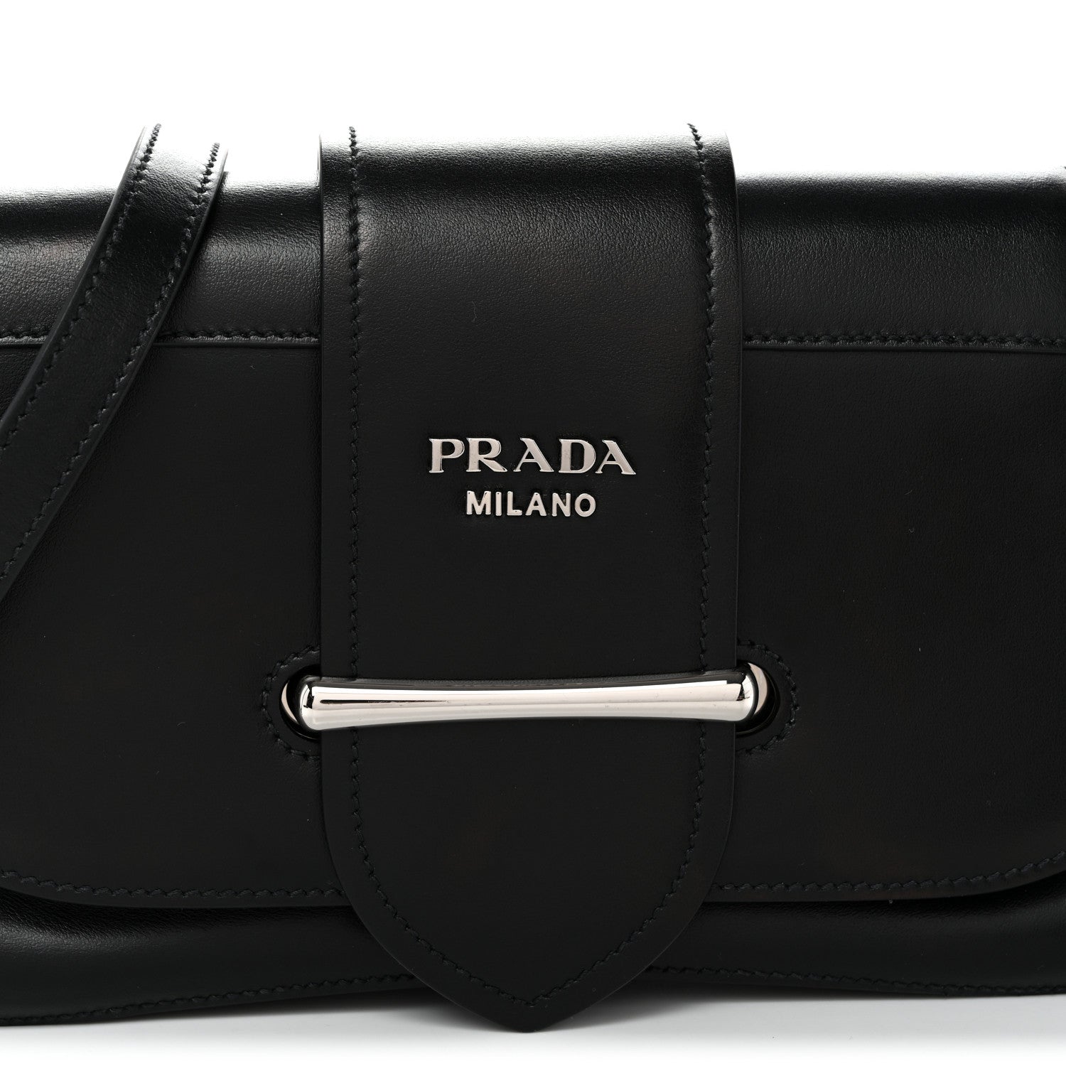 Prada City Calfskin Saffiano Sidonie Shoulder Bag Black 8 of 10
