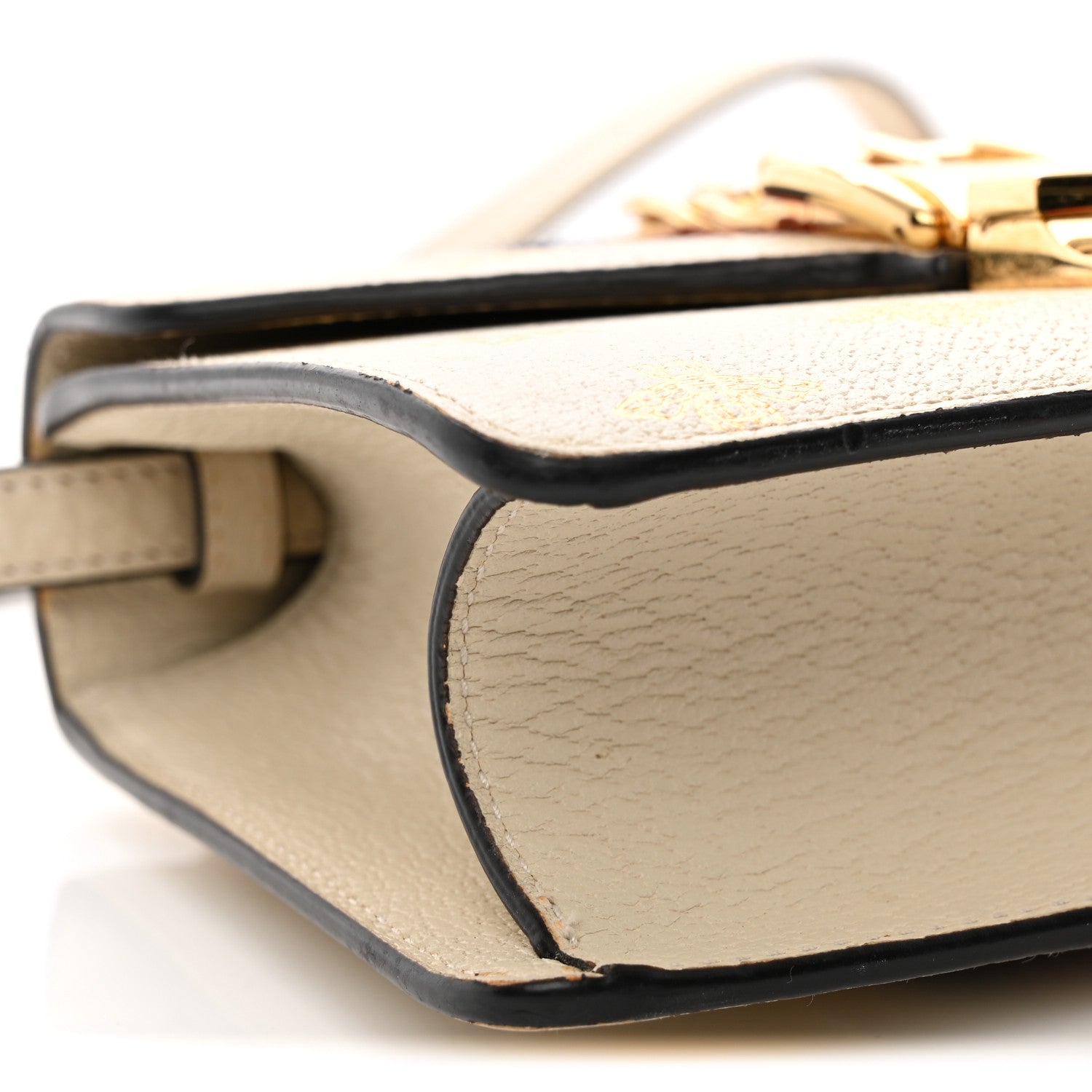 Gucci Textured Calfskin Bee Star Print Mini Sylvie Top Handle Bag Mystic White 10 of 16
