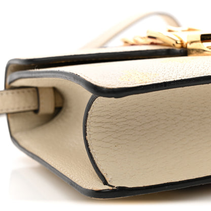 Gucci Textured Calfskin Bee Star Print Mini Sylvie Top Handle Bag Mystic White 10 of 16