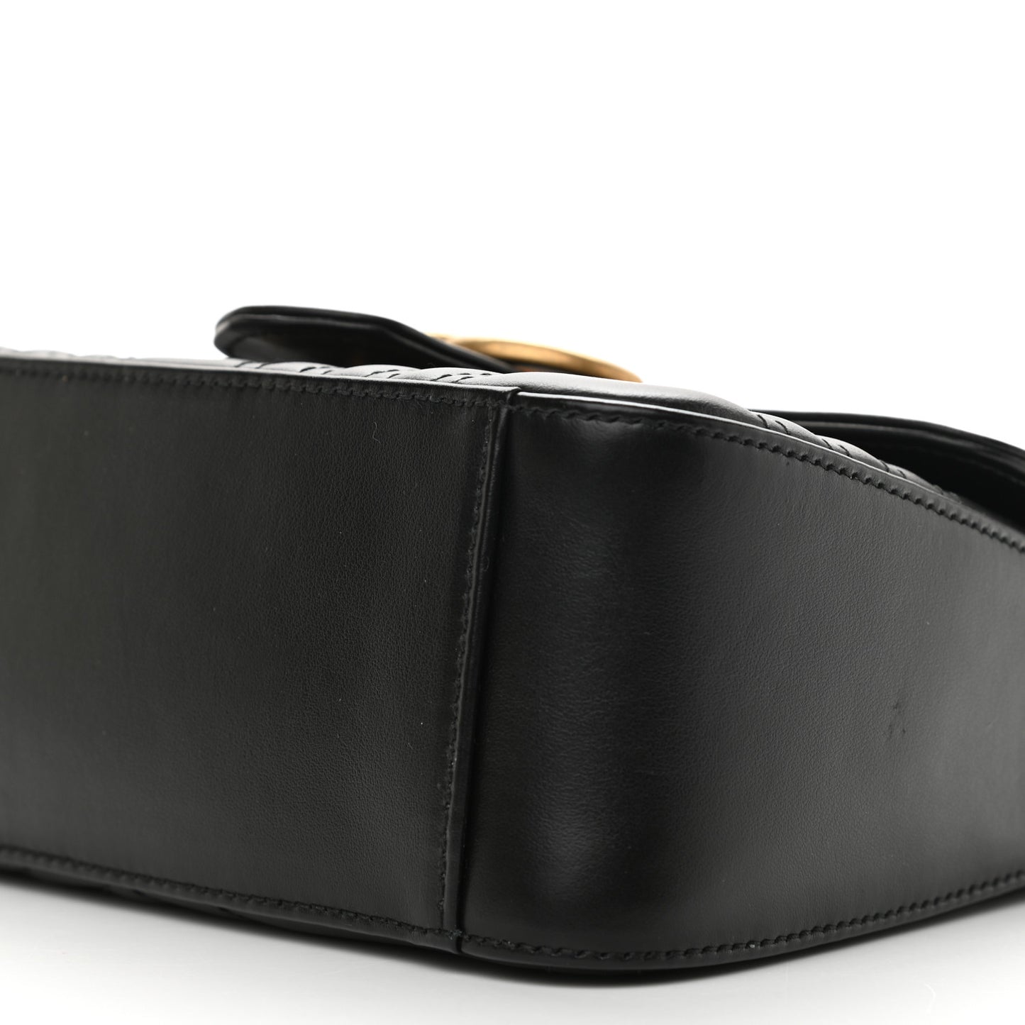 Calfskin Matelasse Mini GG Marmont Top Handle Shoulder Bag Black