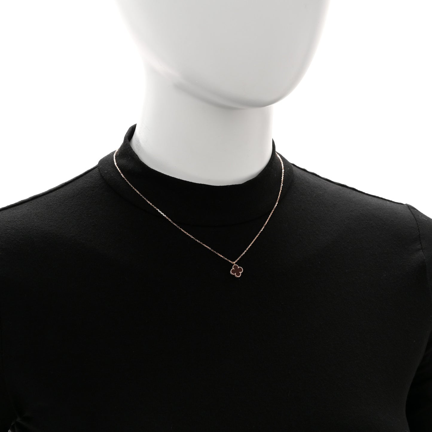 18K Rose Gold Carnelian Sweet Alhambra Pendant Necklace