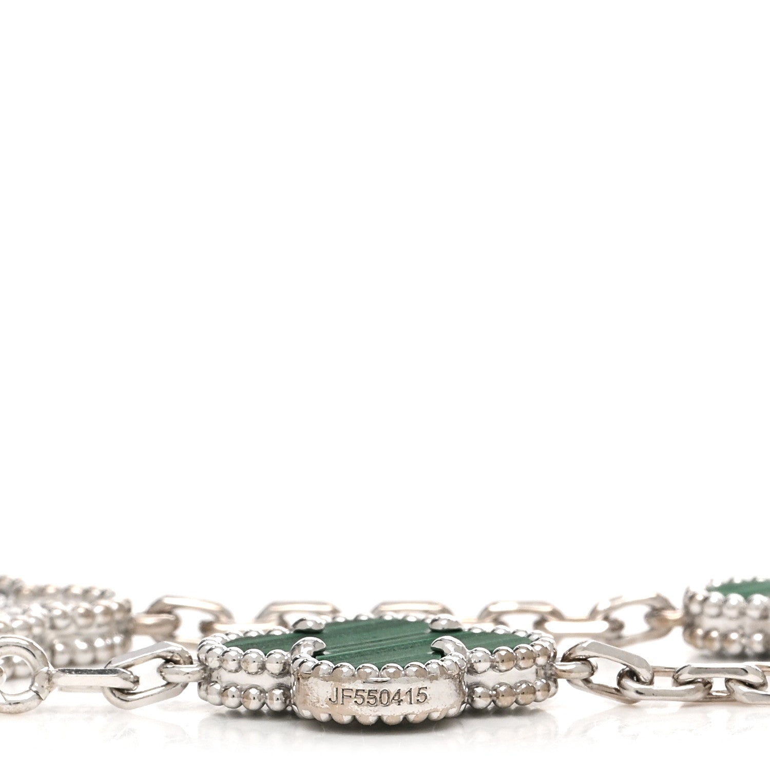 Van Cleef & Arpels VAN CLEEF & ARPELS 18K White Gold Diamond Malachite 5 Motifs Vintage Alhambra Bracelet 4 of 5