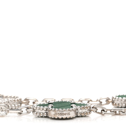 Van Cleef & Arpels VAN CLEEF & ARPELS 18K White Gold Diamond Malachite 5 Motifs Vintage Alhambra Bracelet 4 of 5