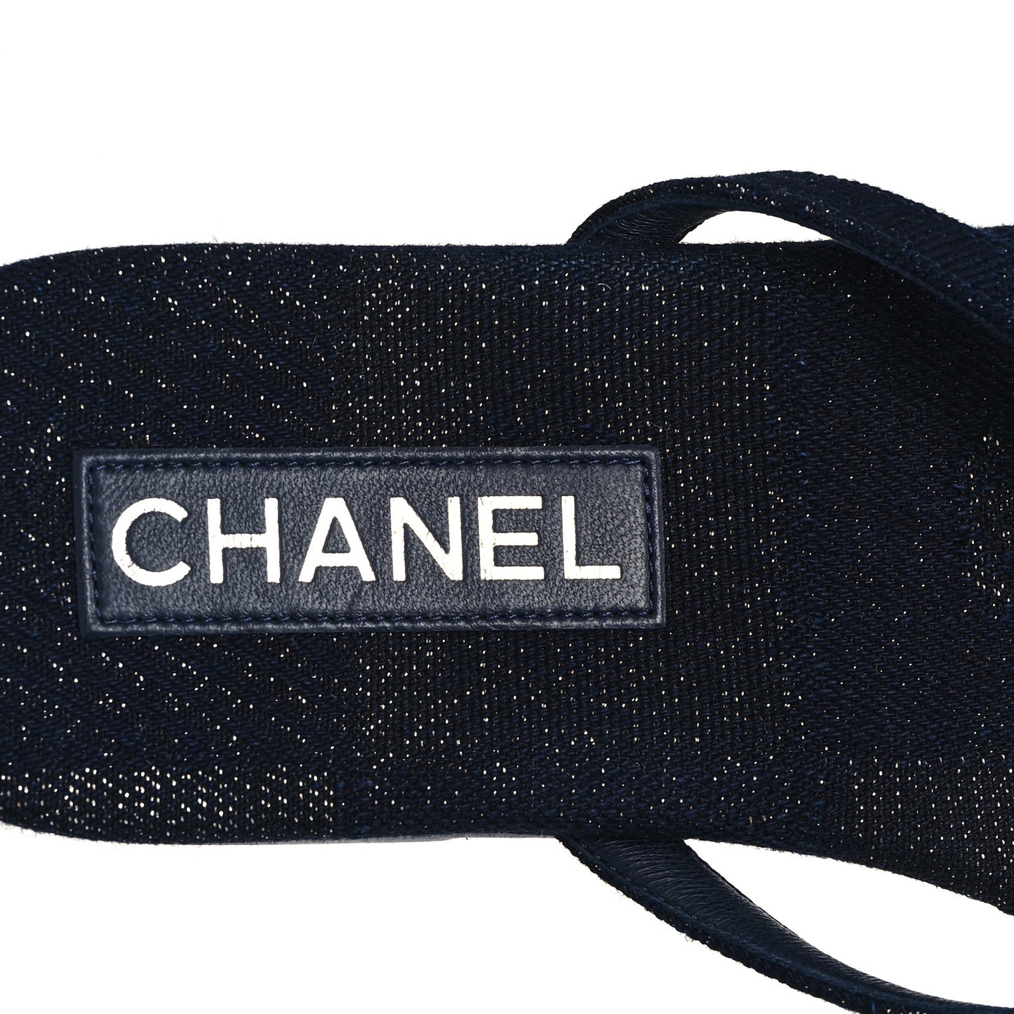 Cotton SIlk Crystal CC Thong Sandals 40 Dark Blue Silver