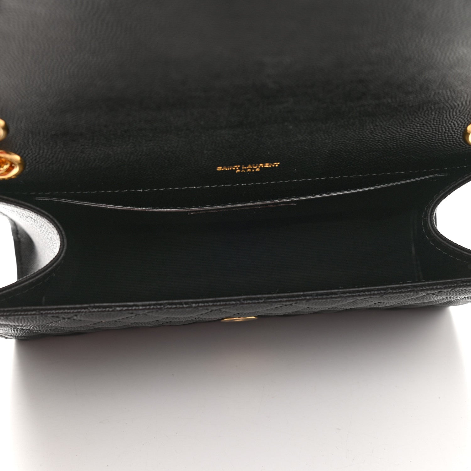 Saint Laurent Grain De Poudre Textured Mixed Matelasse Triquilt Medium Monogram Satchel Black 5 of 9