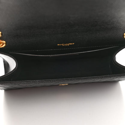 Saint Laurent Grain De Poudre Textured Mixed Matelasse Triquilt Medium Monogram Satchel Black 5 of 9