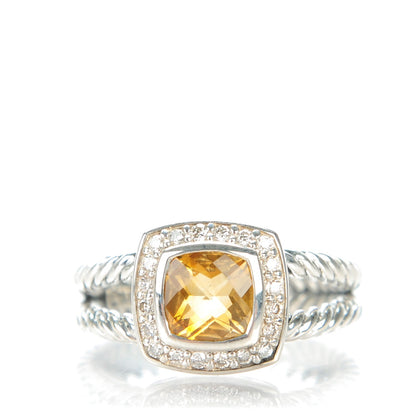 David Yurman Sterling Silver Diamond Citrine 7mm Petite Albion Ring 54 7 1 of 5