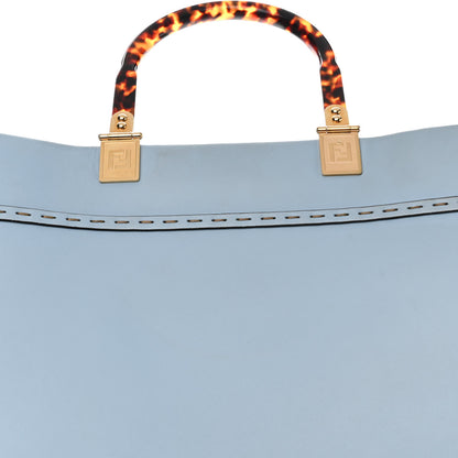 Fendi Vitello King Plexiglass Logo Embossed Medium Fendi Sunshine Shopper Tote Azzurro Baby 13 of 17