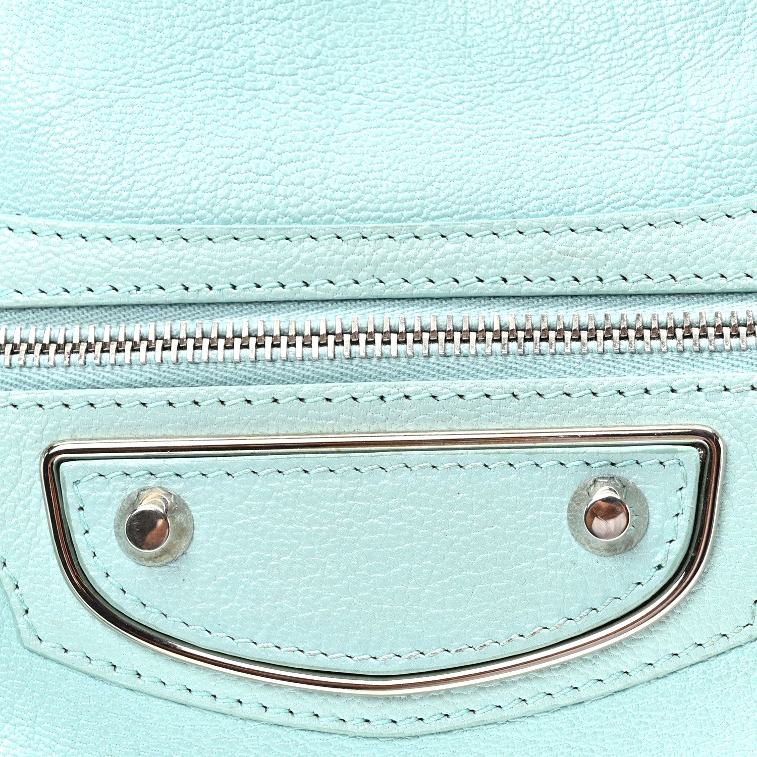 Balenciaga Chevre Silver Metallic Edge Hardware City Bleu Maldives 8 of 10