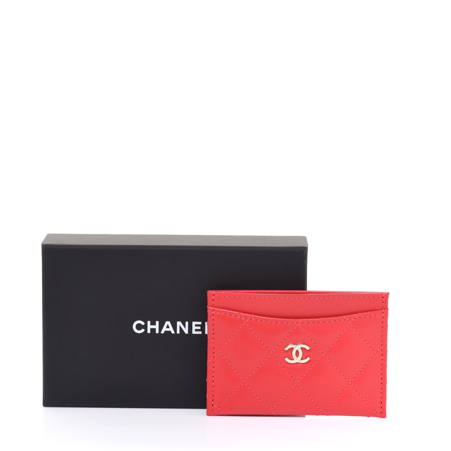 Caviar Quilted Card Holder Red