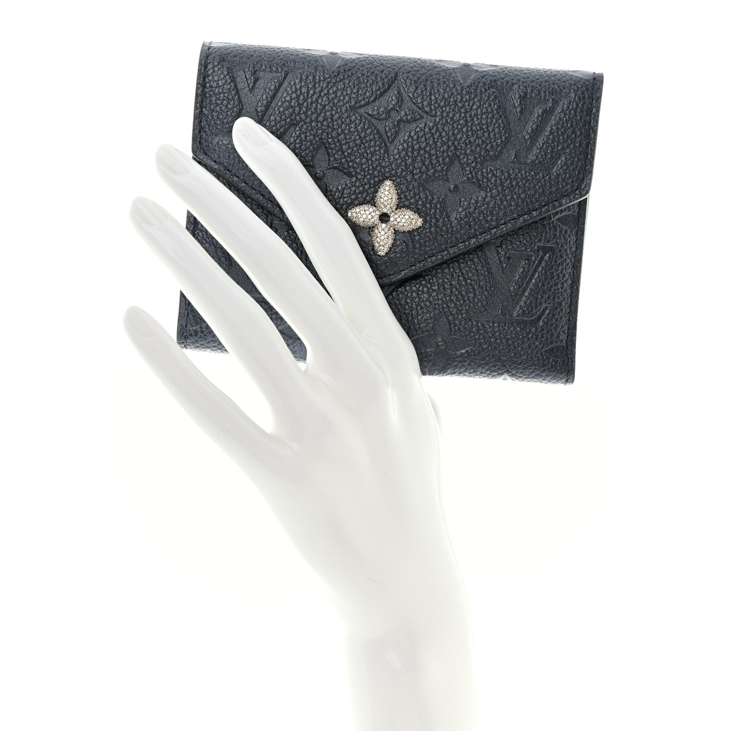 Louis Vuitton Empreinte Monogram Flower Victorine Wallet Navy Blue 2 of 7