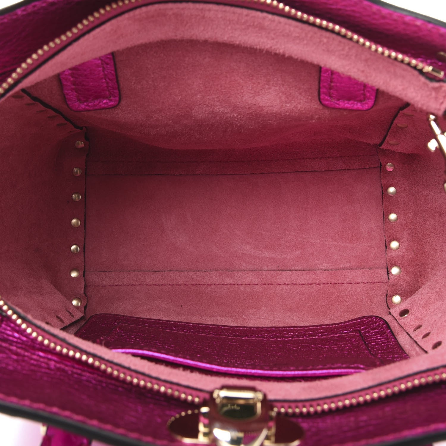 Valentino Garavani Metallic Grained Calfskin Mini Rockstud Double Handle Tote Peony 5 of 9
