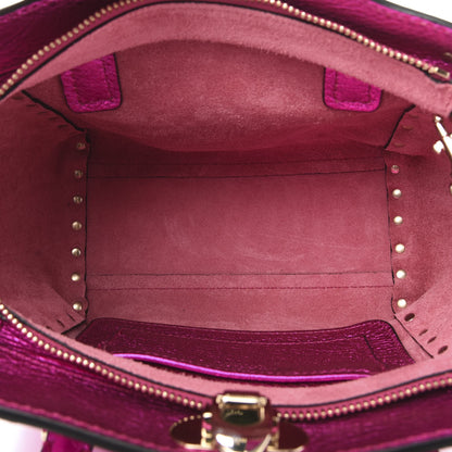 Valentino Garavani Metallic Grained Calfskin Mini Rockstud Double Handle Tote Peony 5 of 9