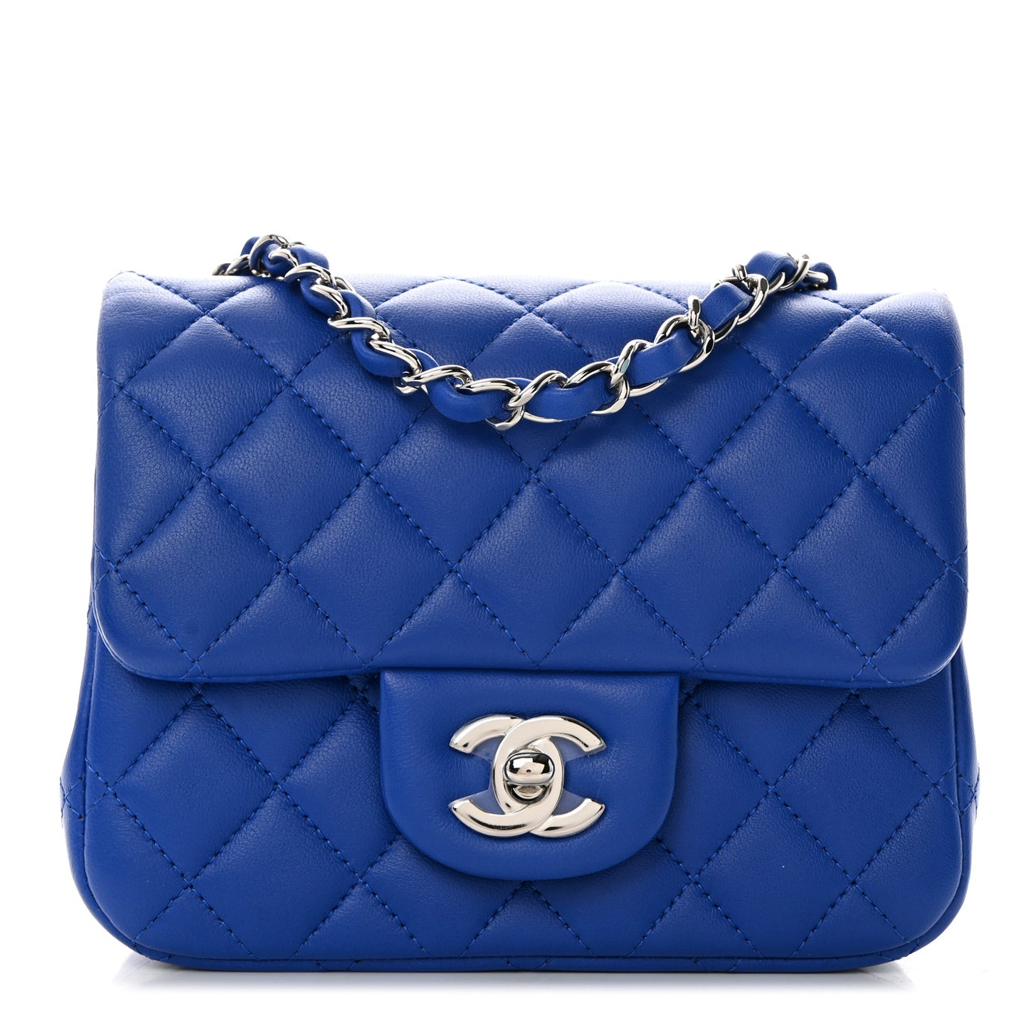 Lambskin Quilted Mini Square Flap Royal Blue