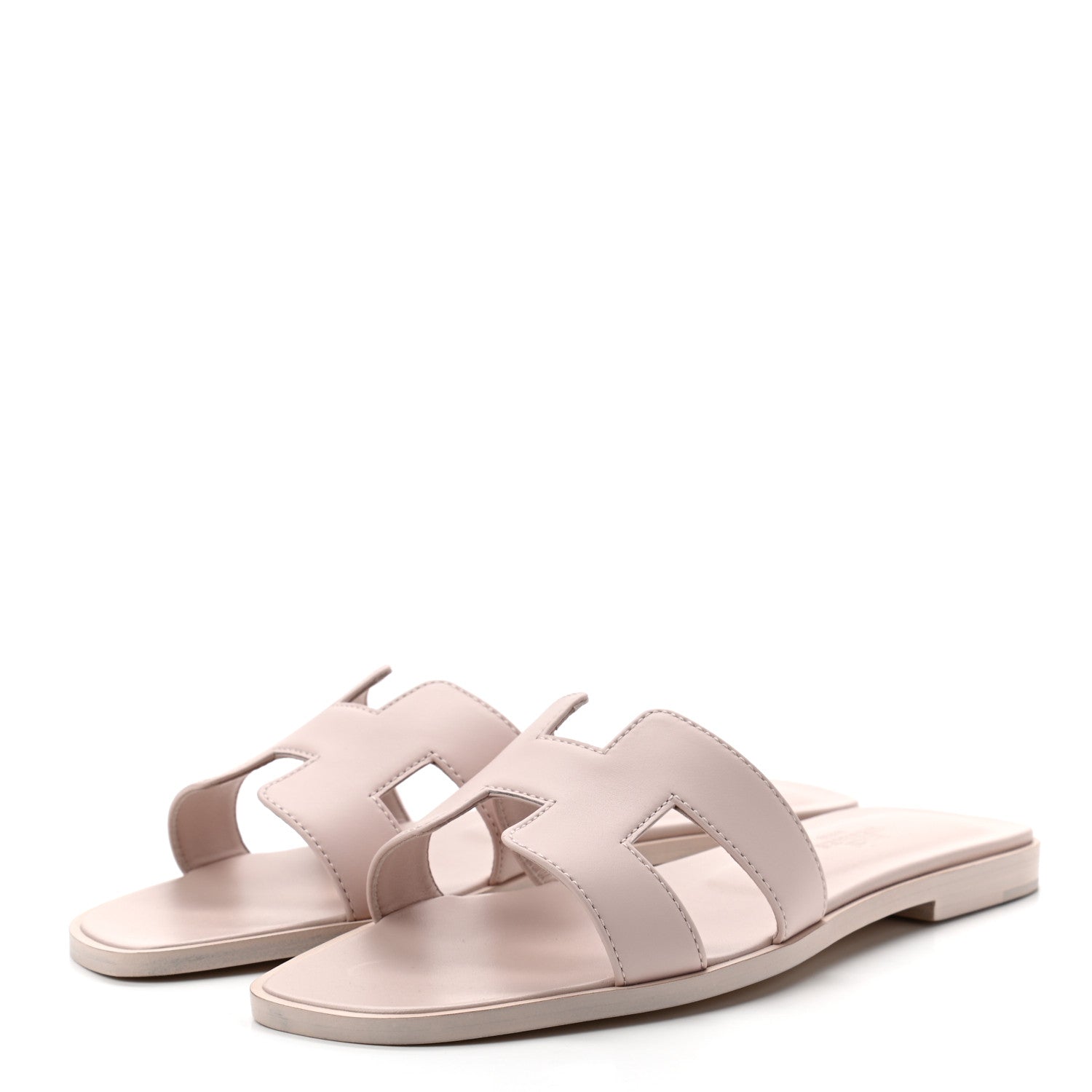 Hermes Box Calfskin Oran Sandals 37.5 Rose Pale 3 of 8