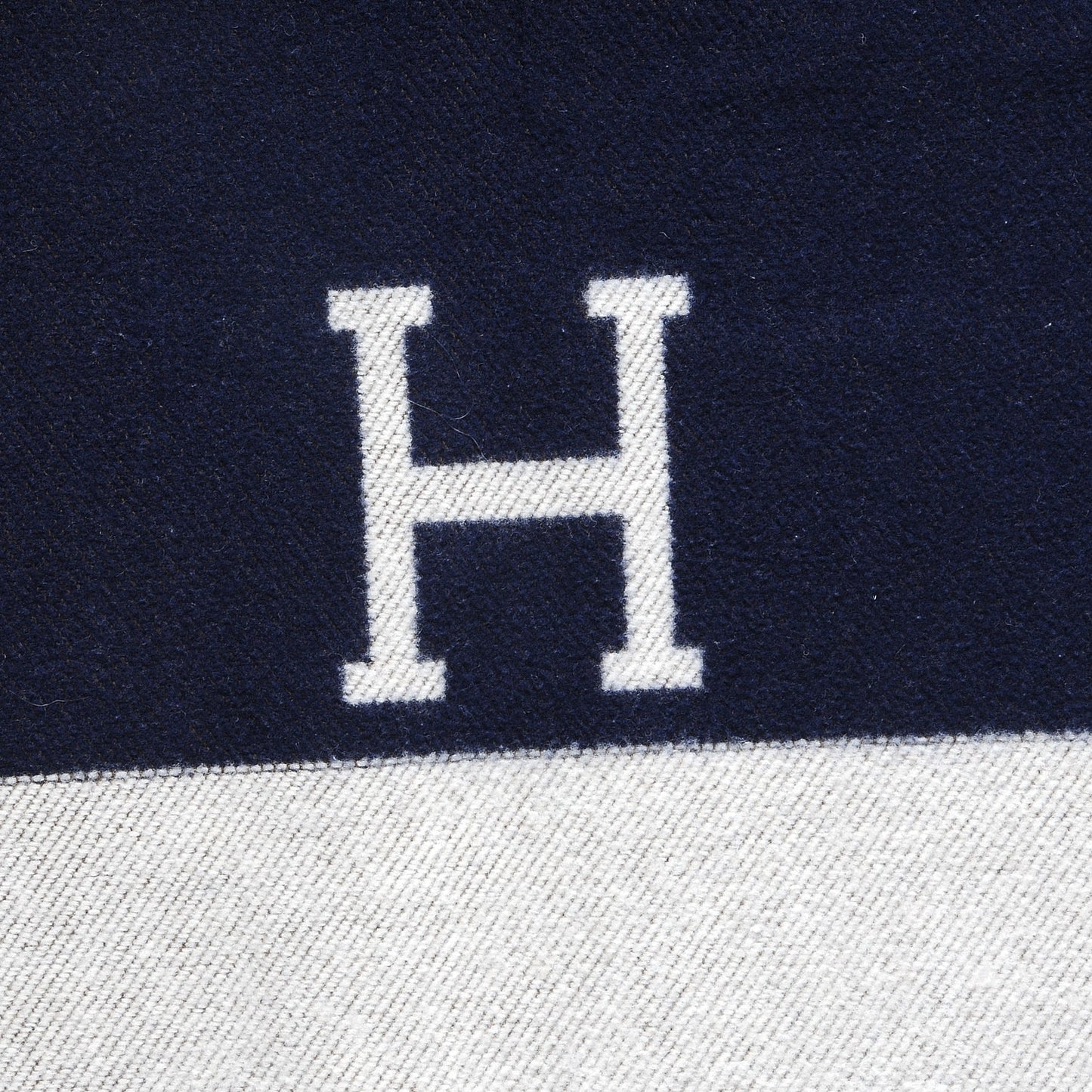 Wool Cashmere Signature Avalon Blanket Navy Ecru