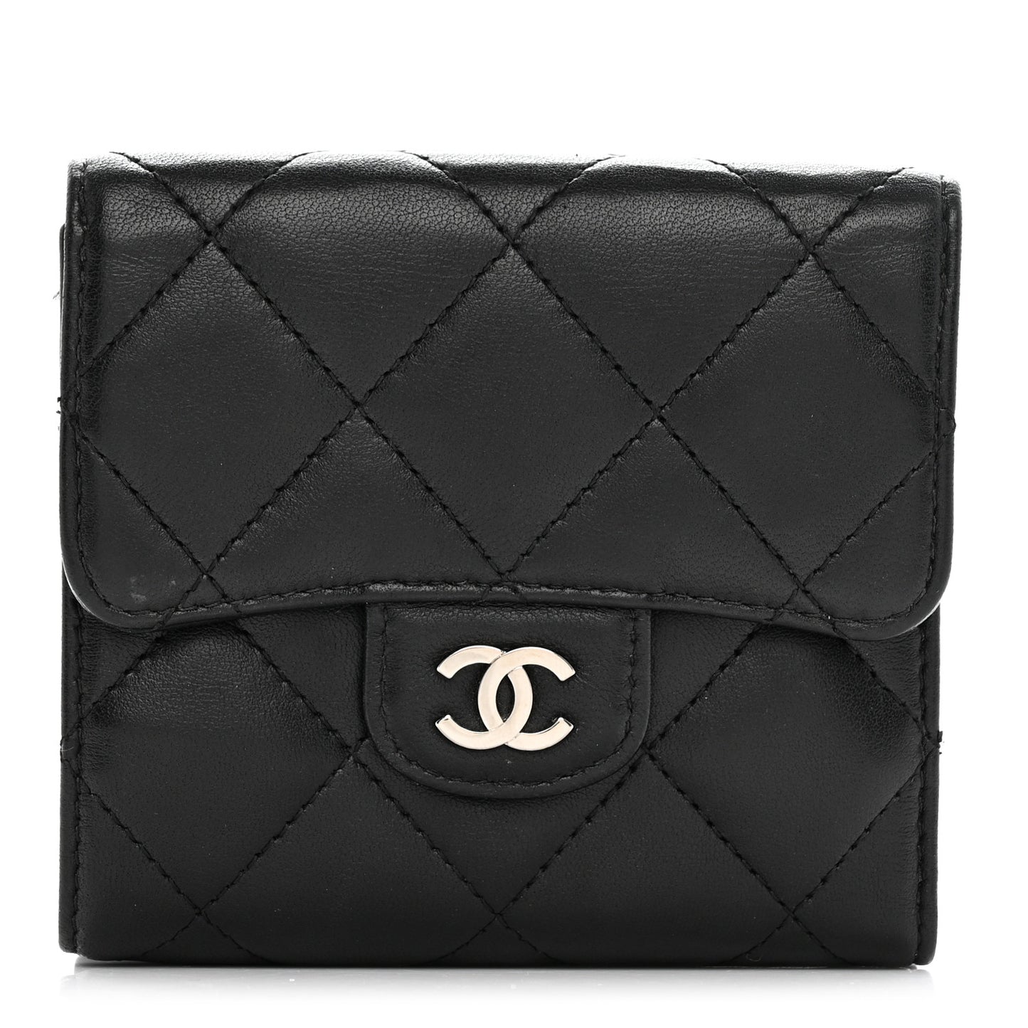 Lambskin Quilted Double Sided Wallet Black