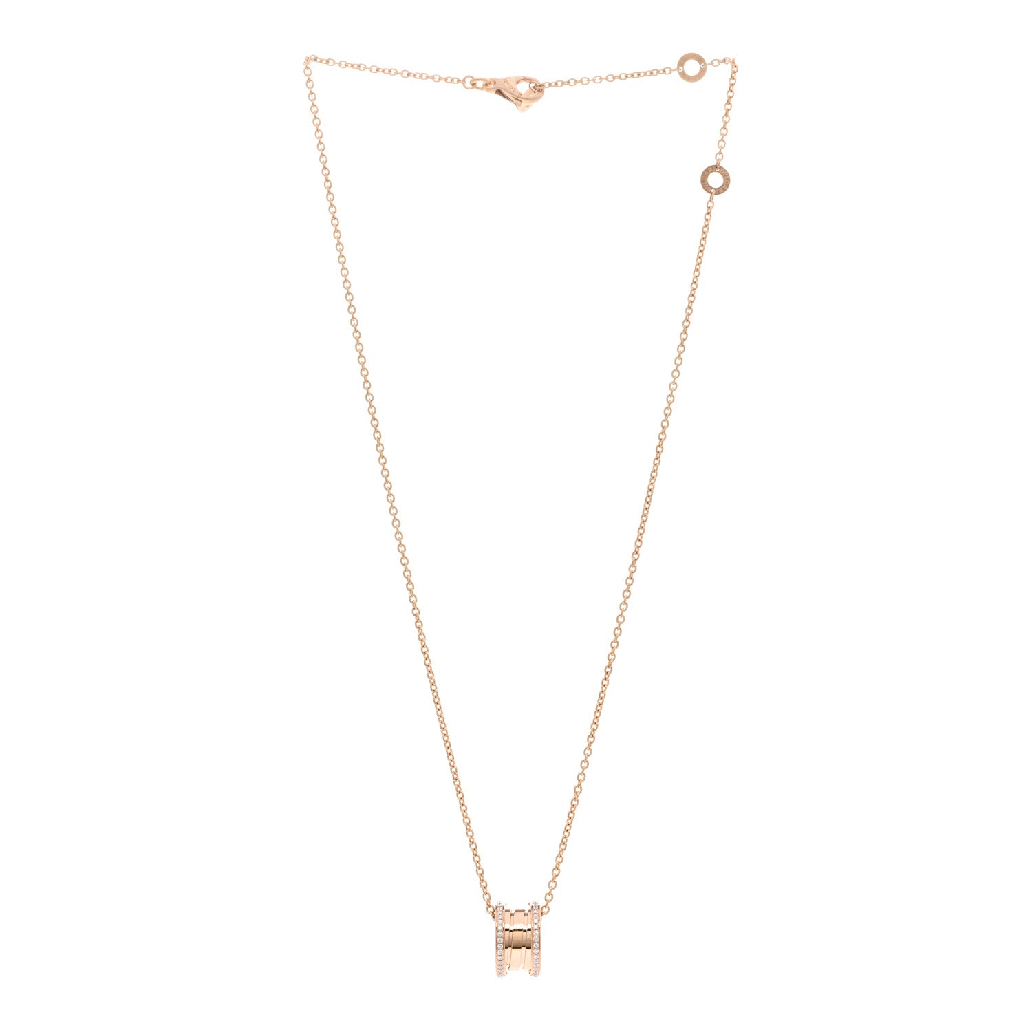 Bulgari 18K Rose Gold Diamond B.Zero1 Pendant Necklace 3 of 4
