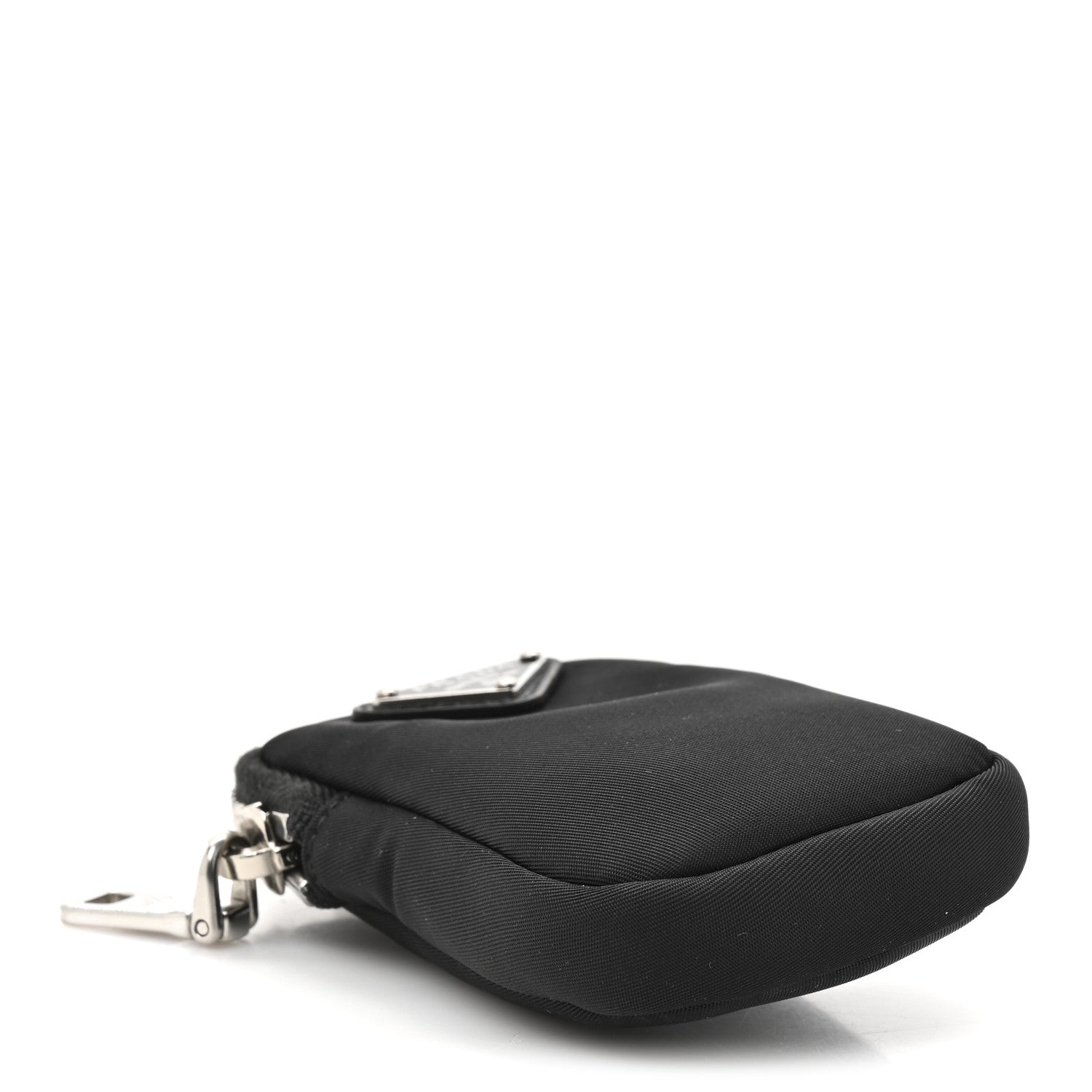Prada Re-Nylon Pocket Triangle Padded Mini Key Chain Pouch Black 4 of 6