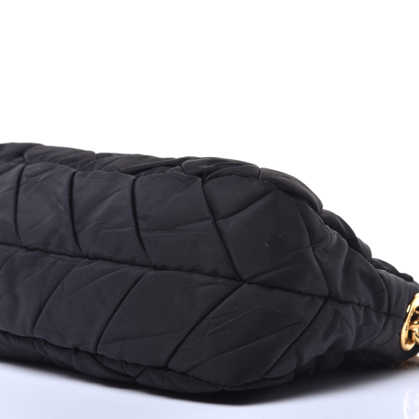 Tessuto Nylon Chevron Quilted Shoulder Bag Black