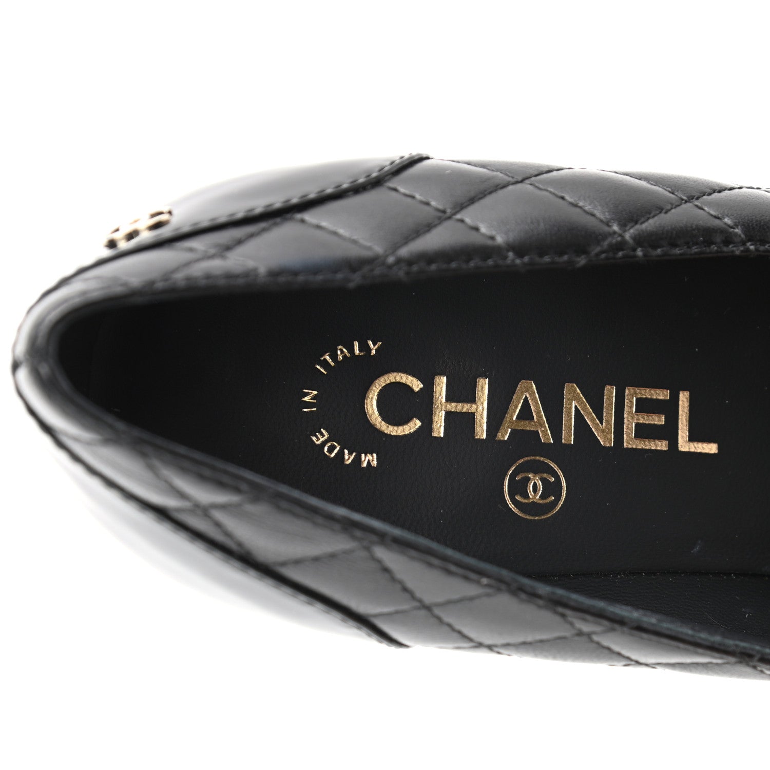 Chanel Lambskin Patent CC Chain Pumps 39 Black 7 of 8