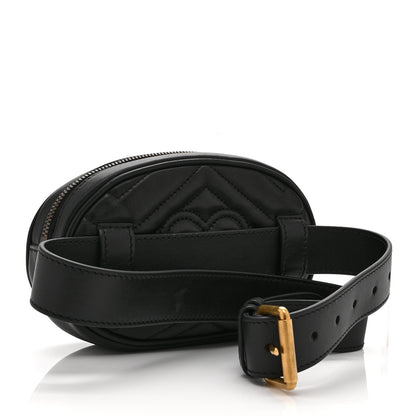 Gucci Calfskin Matelasse GG Marmont Belt Bag 75 30 Black 3 of 10