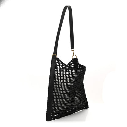 Saint Laurent Raffia Calfskin Oxalis Shoulder Bag Black 3 of 10