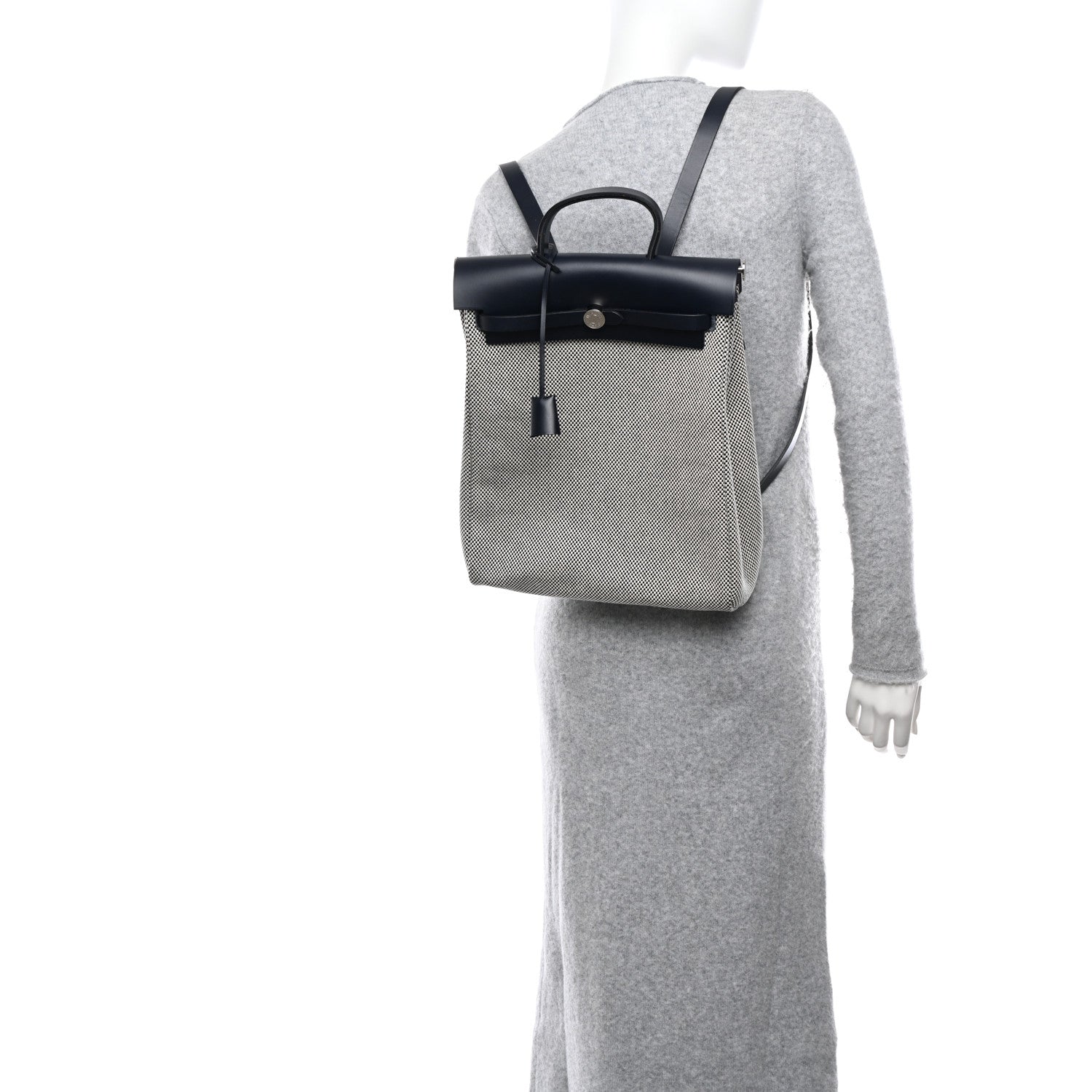 Hermes Criss Viking Vache Hunter Herbag a Dos Zip Retourne Backpack Ecru Bleu Indigo 2 of 14