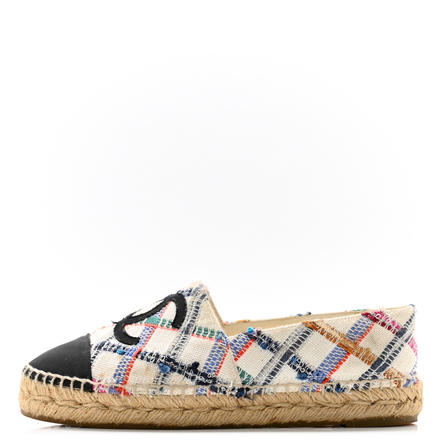 Chanel Tweed Grosgrain CC Espadrilles 36 Multicolor Black 1 of 10